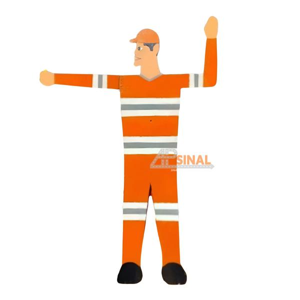 Boneco Bandeira de Sinalização em Madeira